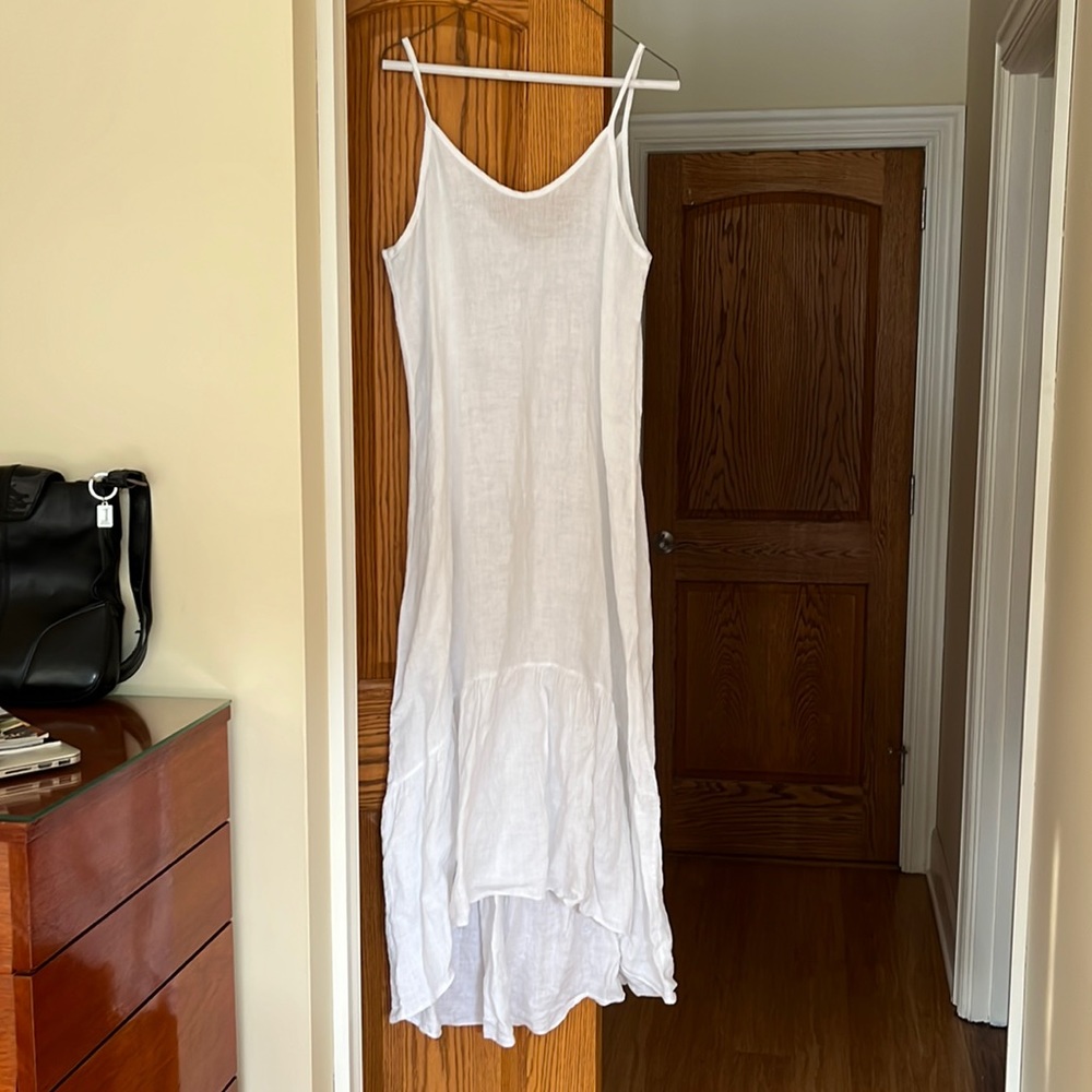 Made in Italy 100% Italian Linen White Maxi Dress